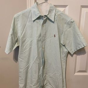 Blue striped Polo shirt sleeve button down